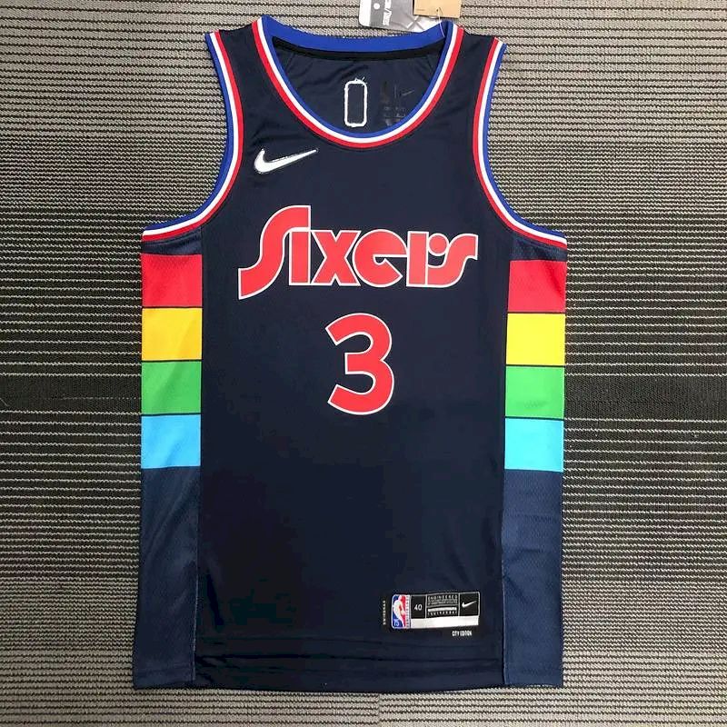 Men's Allen Iverson Black Team Jersey - 75th Anniversary City Edition