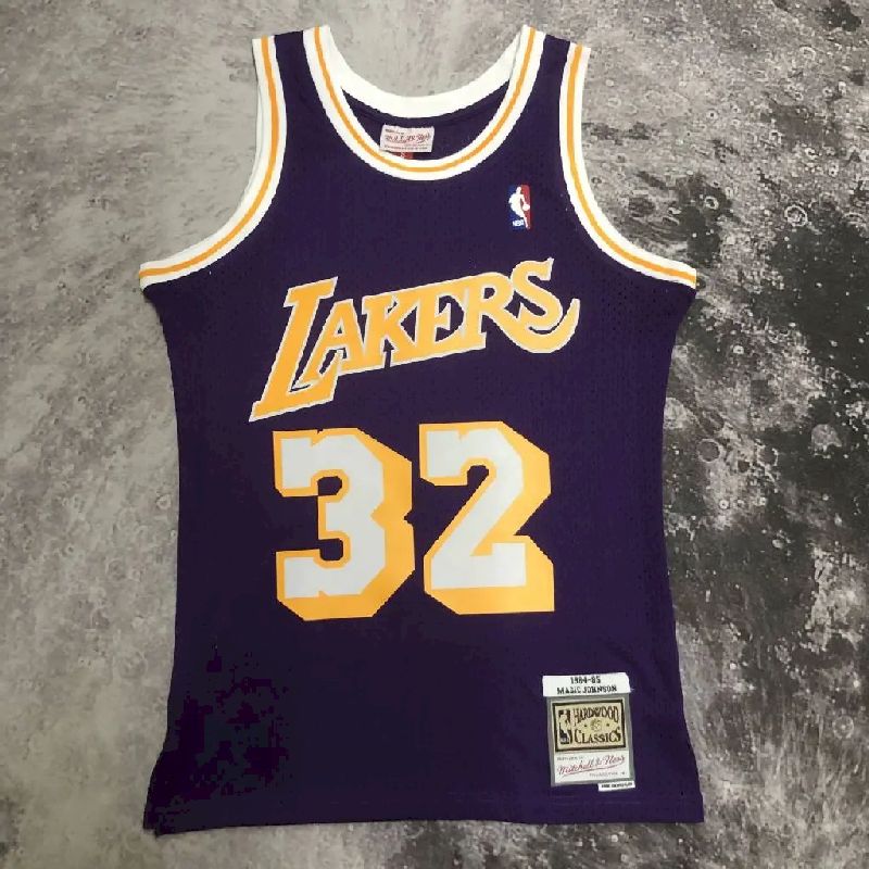 Men's M&N 84/85 Earvin Johnson Purple Retro Jersey
