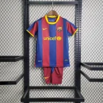 Barcelona 2010/11 Home Kids Retro Jersey And Shorts