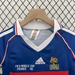 France 1998 Home Kids Retro Jersey And Shorts - Image 3