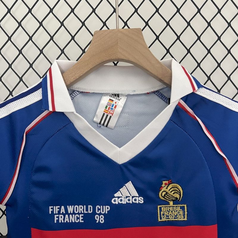 France 1998 Home Kids Retro Jersey And Shorts - Image 3