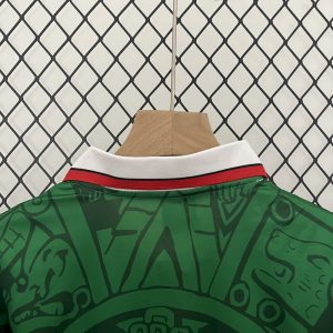 Mexico 1998 Home Kids Retro Jersey And Shorts - Image 5