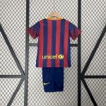 Barcelona 2013/14 Home Kids Retro Jersey And Shorts - Image 2
