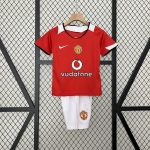 Manchester United 2005/06 Home Kids Retro Jersey And Shorts