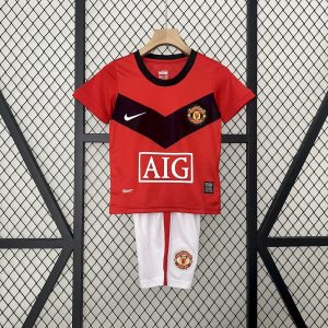 Manchester United 2009/10 Home Kids Retro Jersey And Shorts